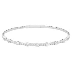 1.50 Carat Flexible Diamond Bangle 14K White Gold