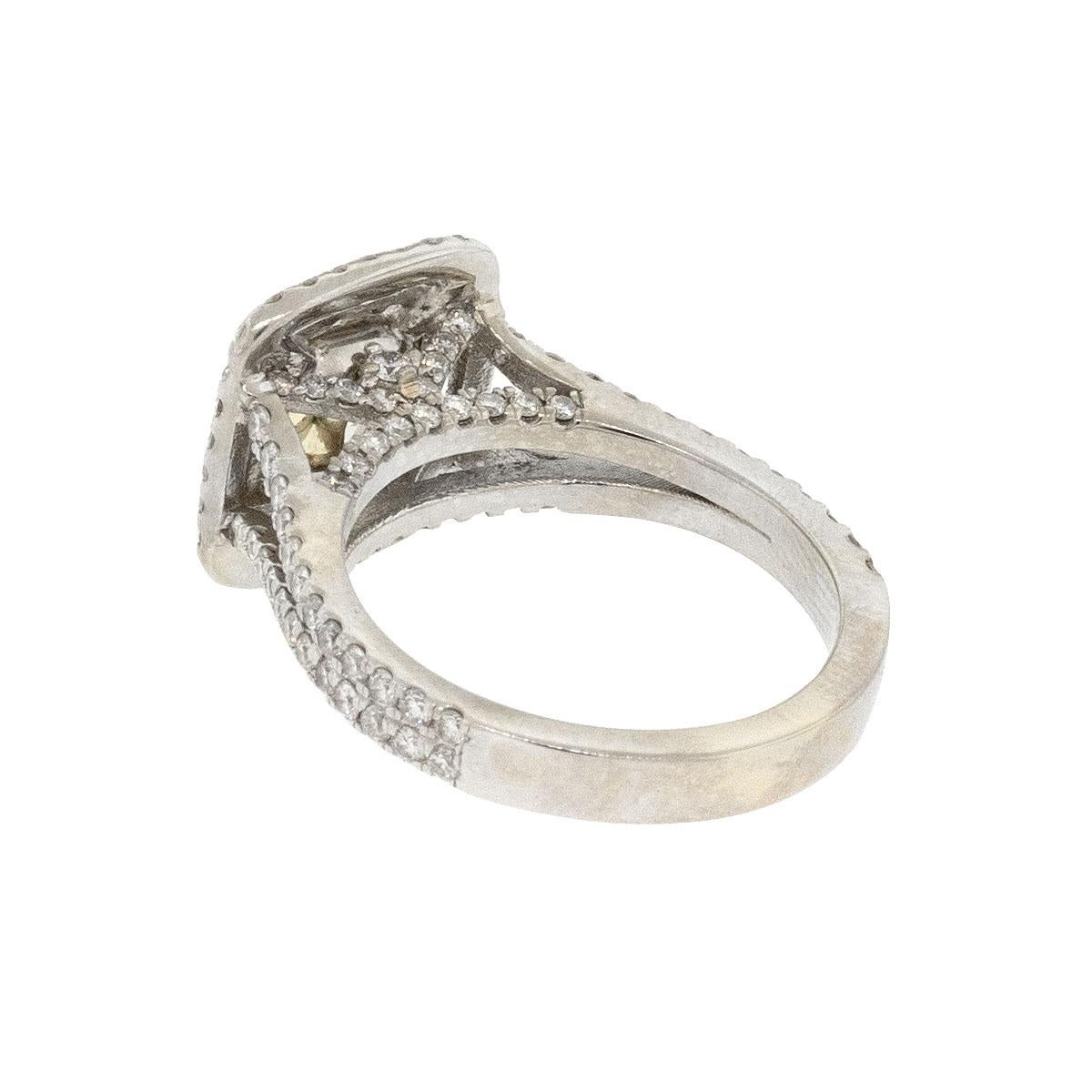 14k White Gold 1.51ct Fancy Cushion Cut GIA Diamond Ring For Sale 6