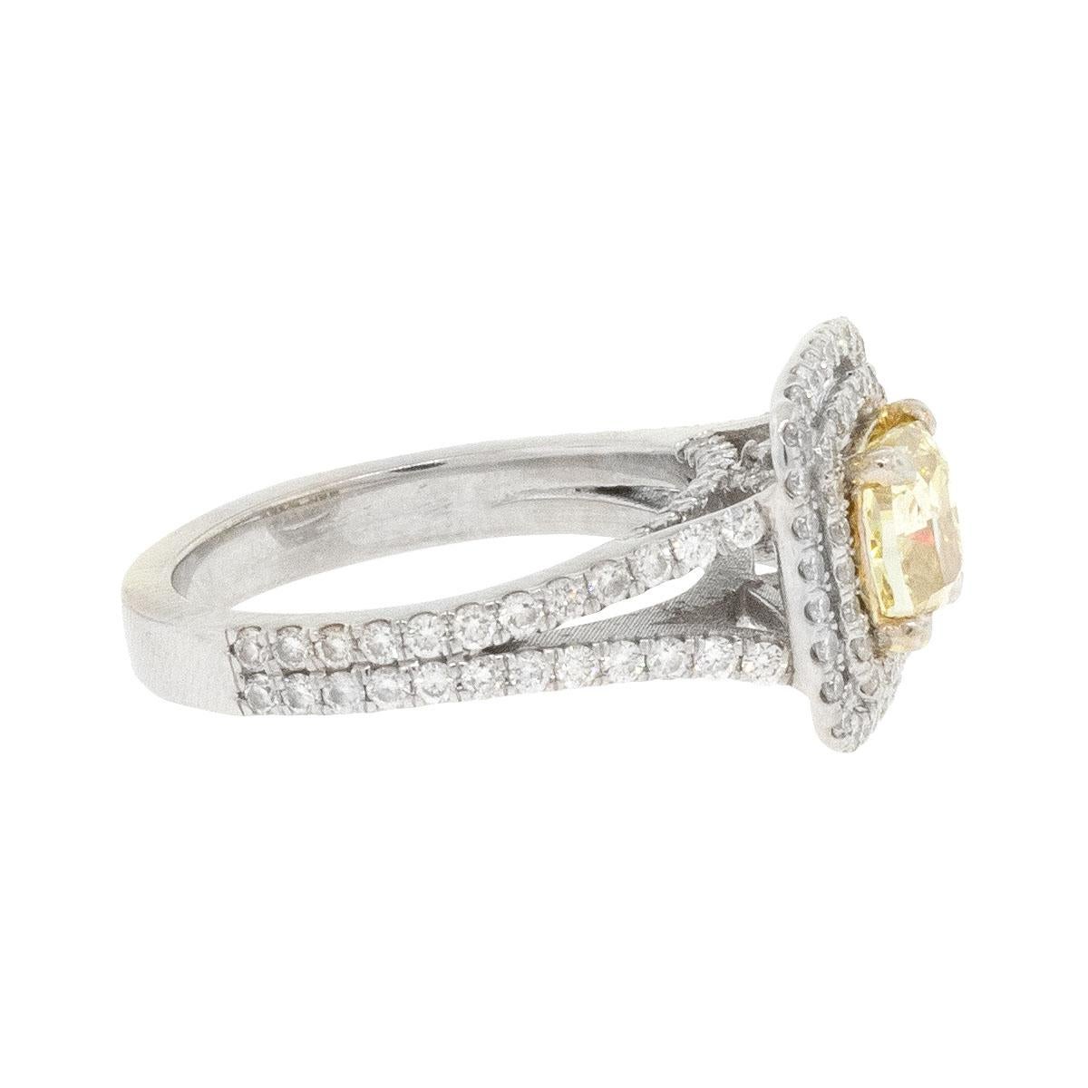 14k White Gold 1.51ct Fancy Cushion Cut GIA Diamond Ring For Sale 8