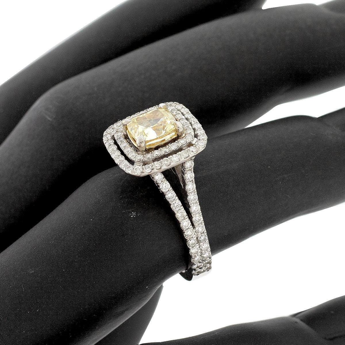 14k White Gold 1.51ct Fancy Cushion Cut GIA Diamond Ring For Sale 2