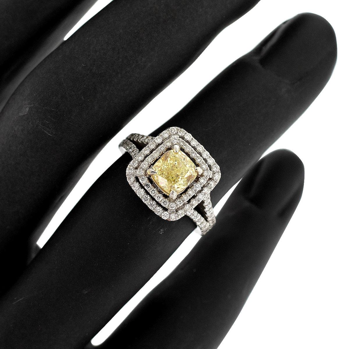 14k White Gold 1.51ct Fancy Cushion Cut GIA Diamond Ring For Sale 3