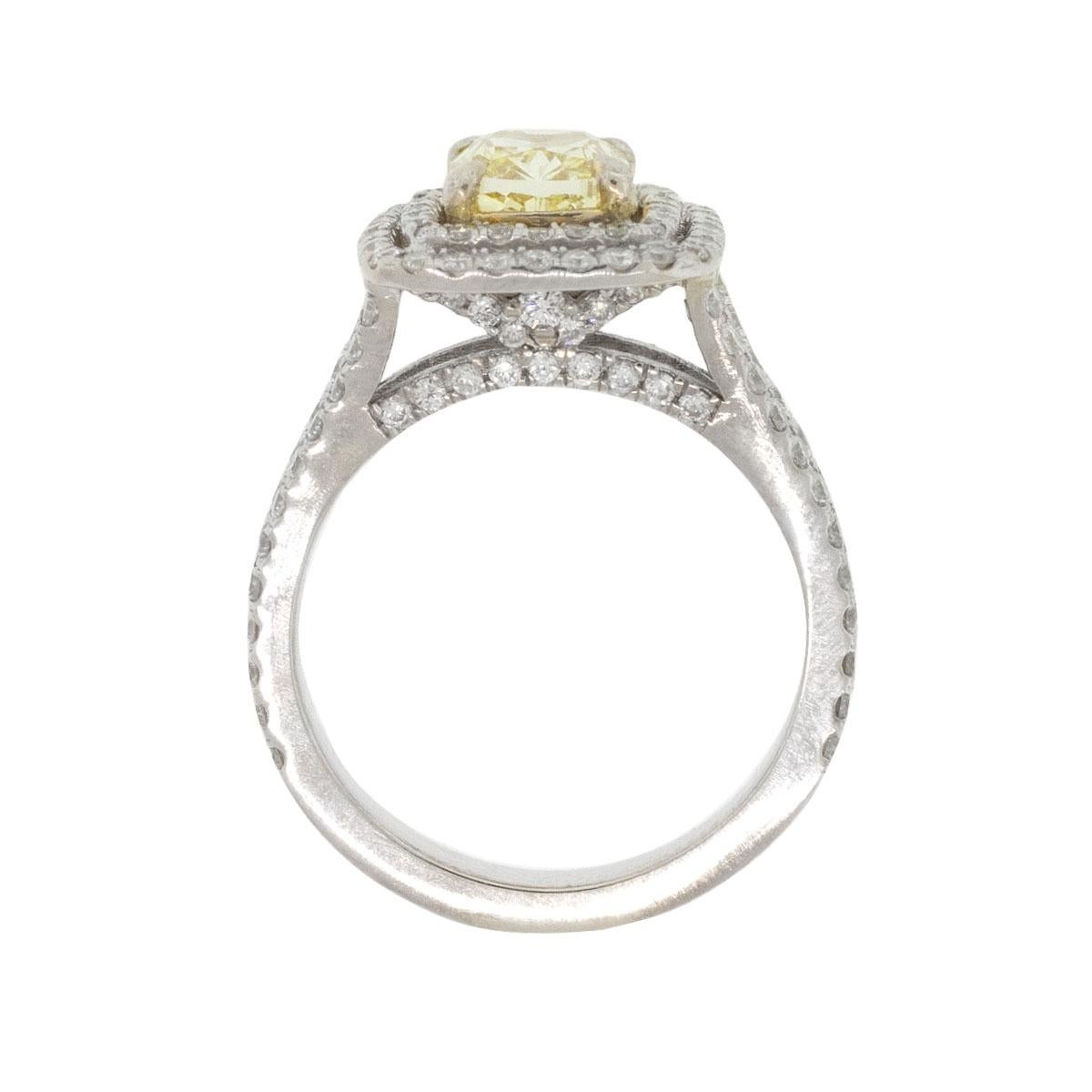 14k White Gold 1.51ct Fancy Cushion Cut GIA Diamond Ring For Sale 4