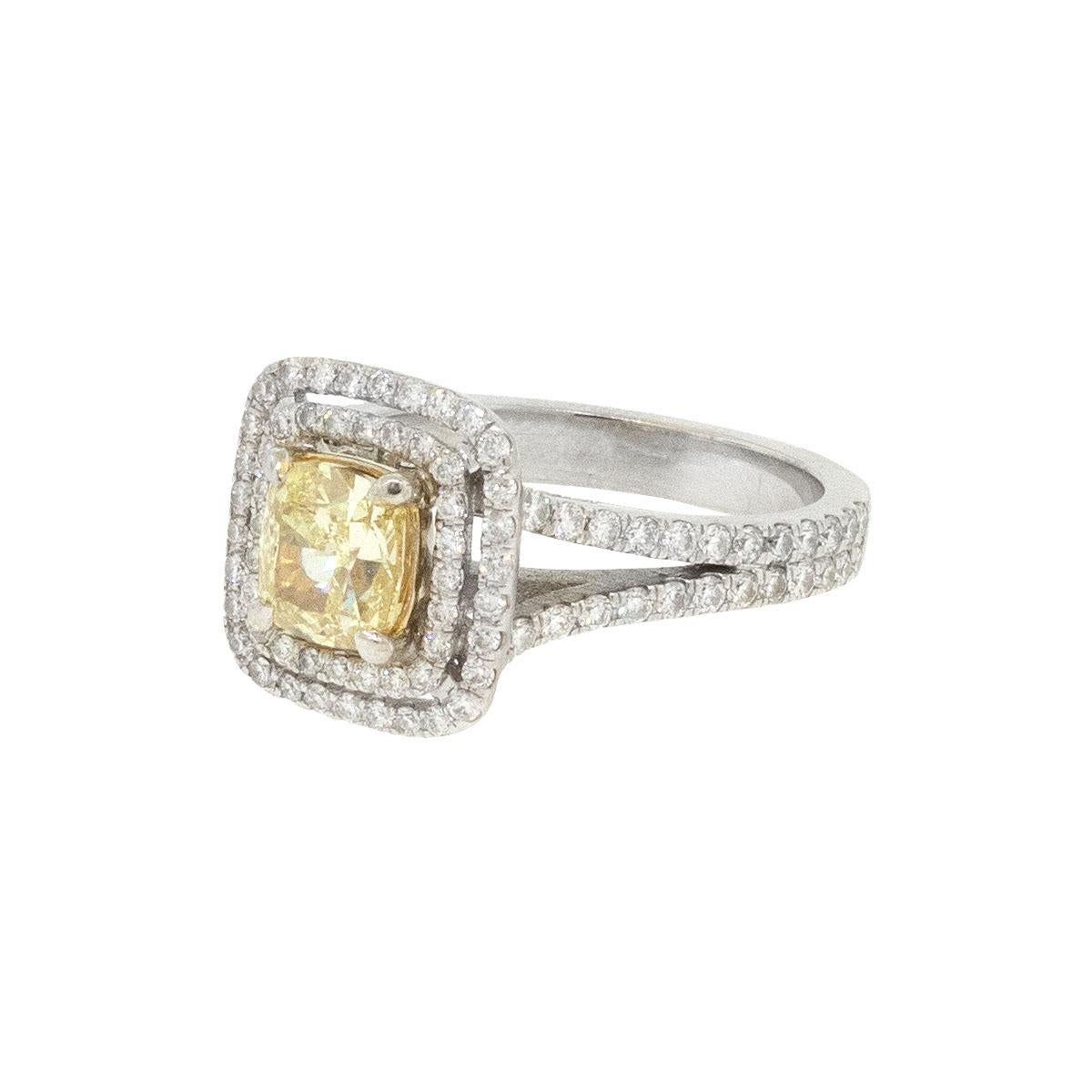 14k White Gold 1.51ct Fancy Cushion Cut GIA Diamond Ring For Sale 5