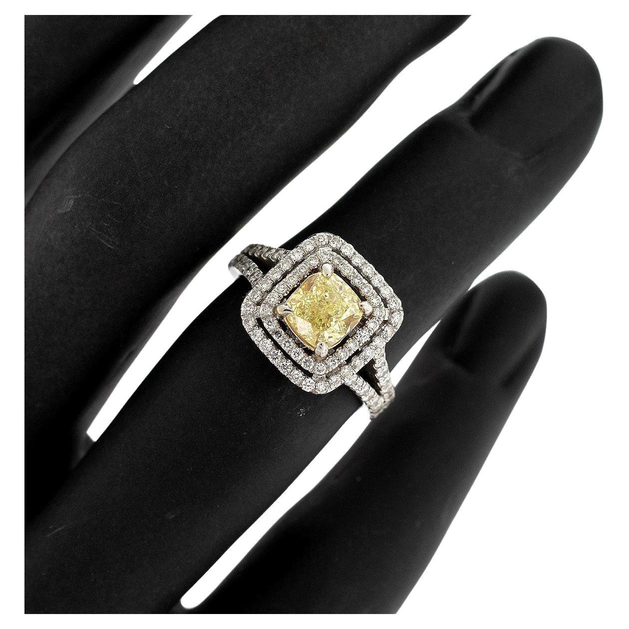 14k White Gold 1.51ct Fancy Cushion Cut GIA Diamond Ring For Sale