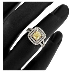 Used 14k White Gold 1.51ct Fancy Cushion Cut GIA Diamond Ring