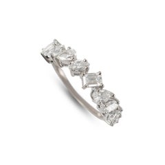 14K White Gold 1.52ctw Staggered Mixed Multi Shape Diamond Eternity Band Ring