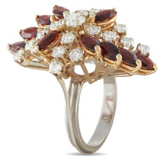 Ring aus 14-karätigem Weißgold mit einem Diamanten von 1,54 Karat und Granat, Art.-Nr. MF26-062426