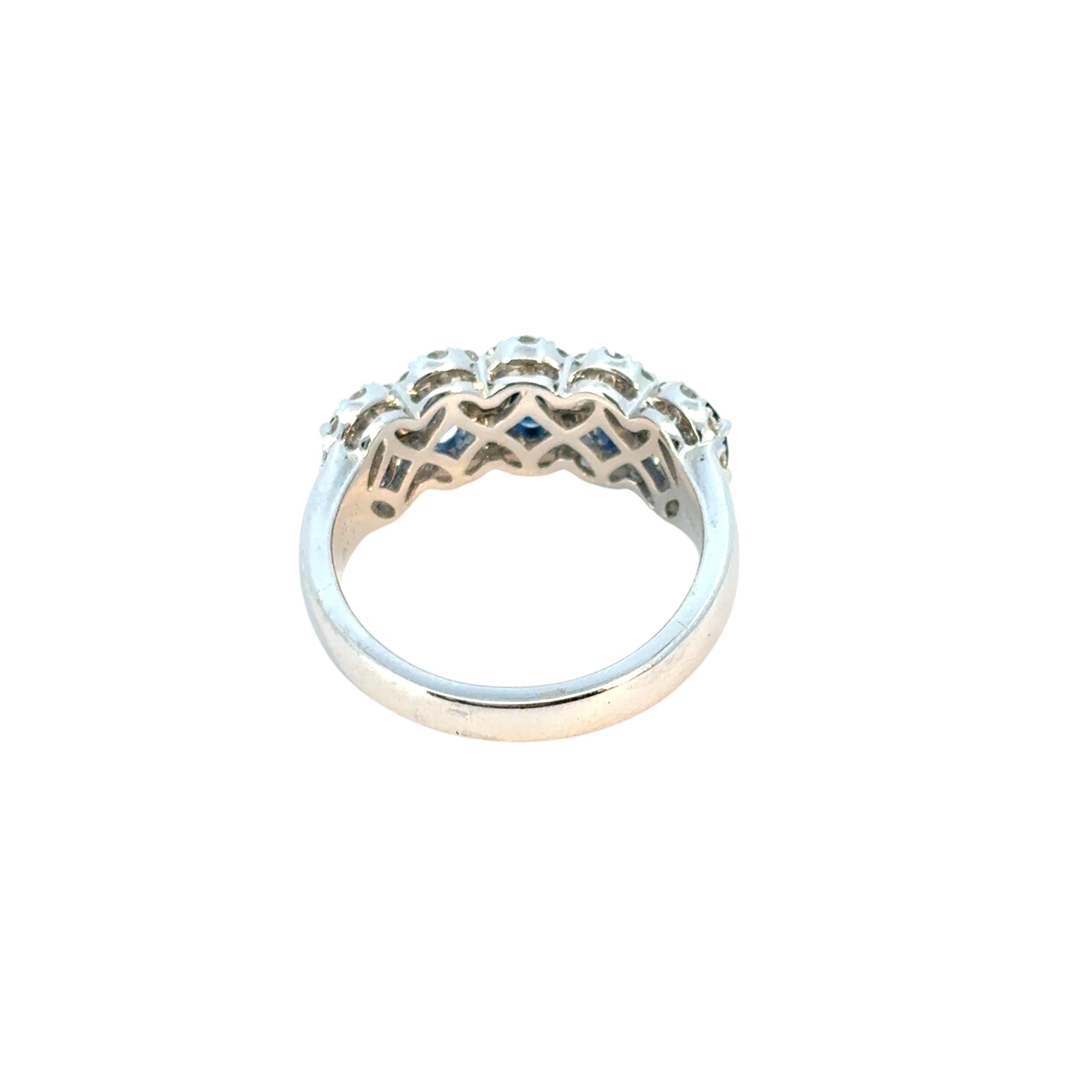 14k White Gold 1.54ctw Oval Sapphires with 0.57ctw Pave Diamonds Ring For Sale 3