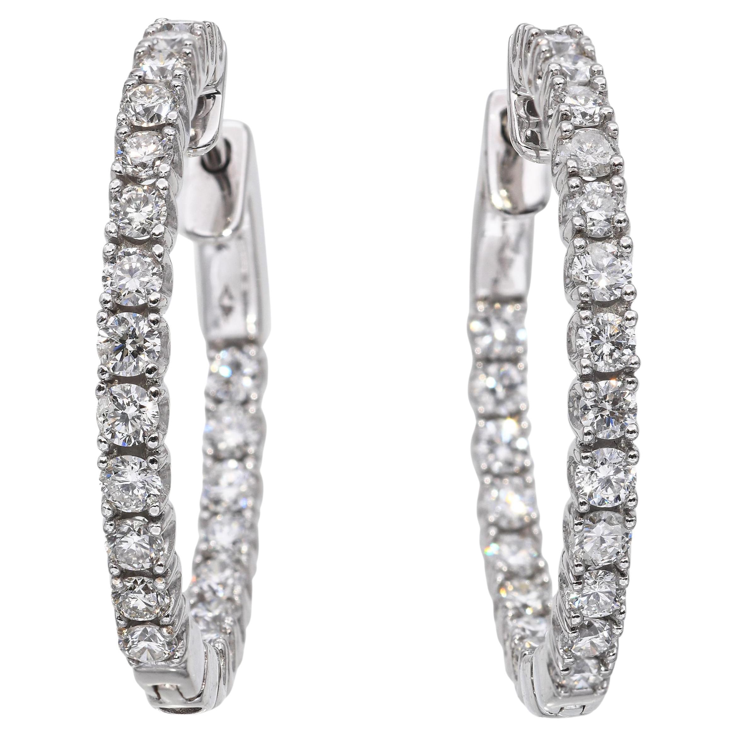 Boucles d'oreilles en or blanc 14k avec 1.54tcw de diamant