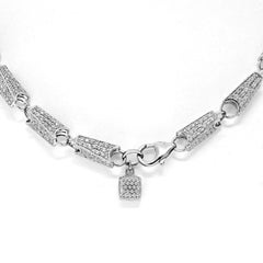 Collier à maillons en or blanc 14 carats avec diamants 15,68 carats