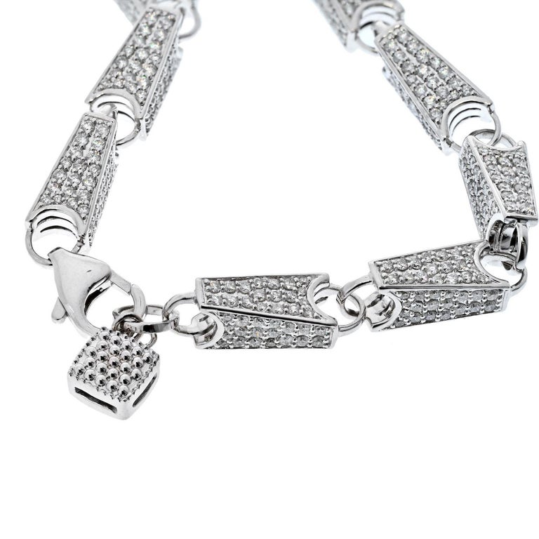 14K White Gold 15.68cts Diamond Link Chain Necklace For Sale at 1stDibs