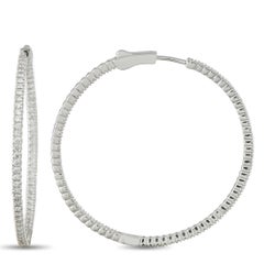 14K White Gold 1.56ct Diamond Inside-Out Hoop Earrings MF10-111825