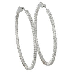14K White Gold 1.56ct Diamond Inside-Out Hoop Earrings MF10-111825
