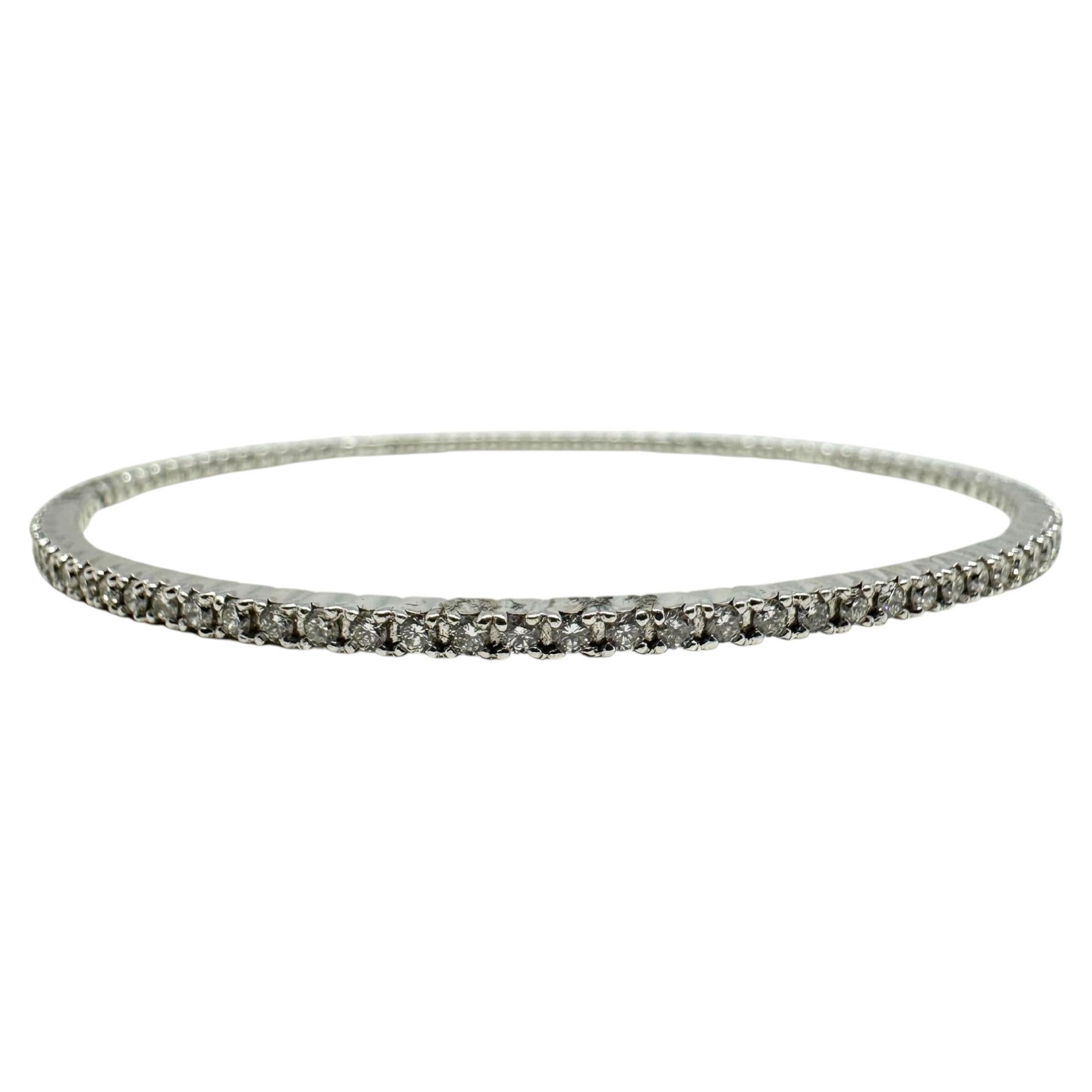 14K White Gold 1.59 Carat Diamond Bangle
