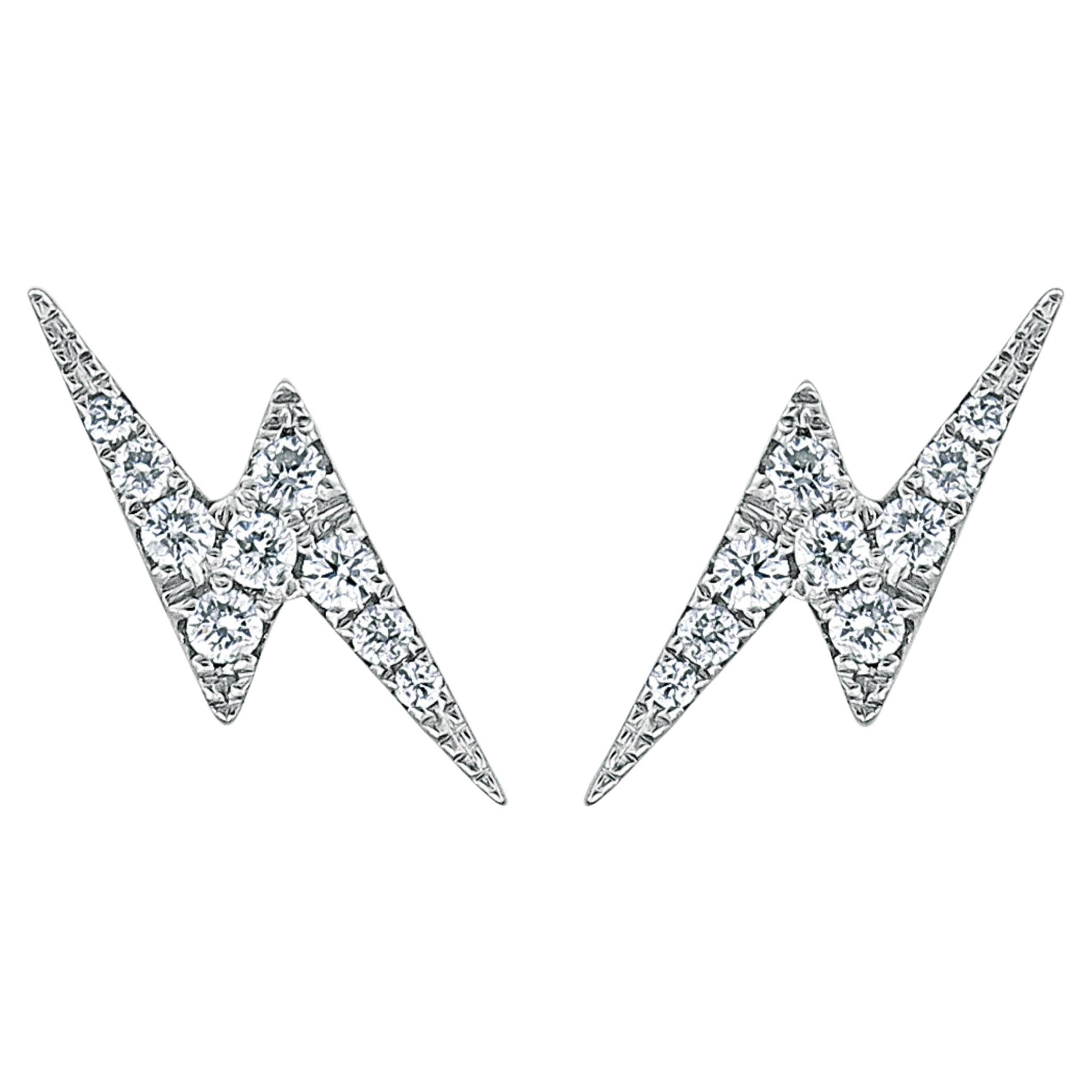 Boucles d'oreilles pendantes en or blanc 14 carats avec diamants de 0,15 carat pour elle