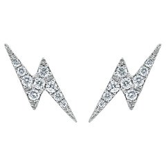 Boucles d'oreilles pendantes en or blanc 14 carats avec diamants de 0,15 carat pour elle