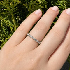 14k White Gold 1.5ctw Half Round Princess Diamond Reversible Eternity Band Ring