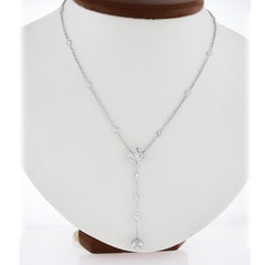 14k White Gold 1.60ctw Diamond Cluster Drop Ball by the Yard Chain Necklace
