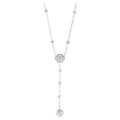14k White Gold 1.60ctw Diamond Cluster Drop Ball by the Yard Chain Necklace