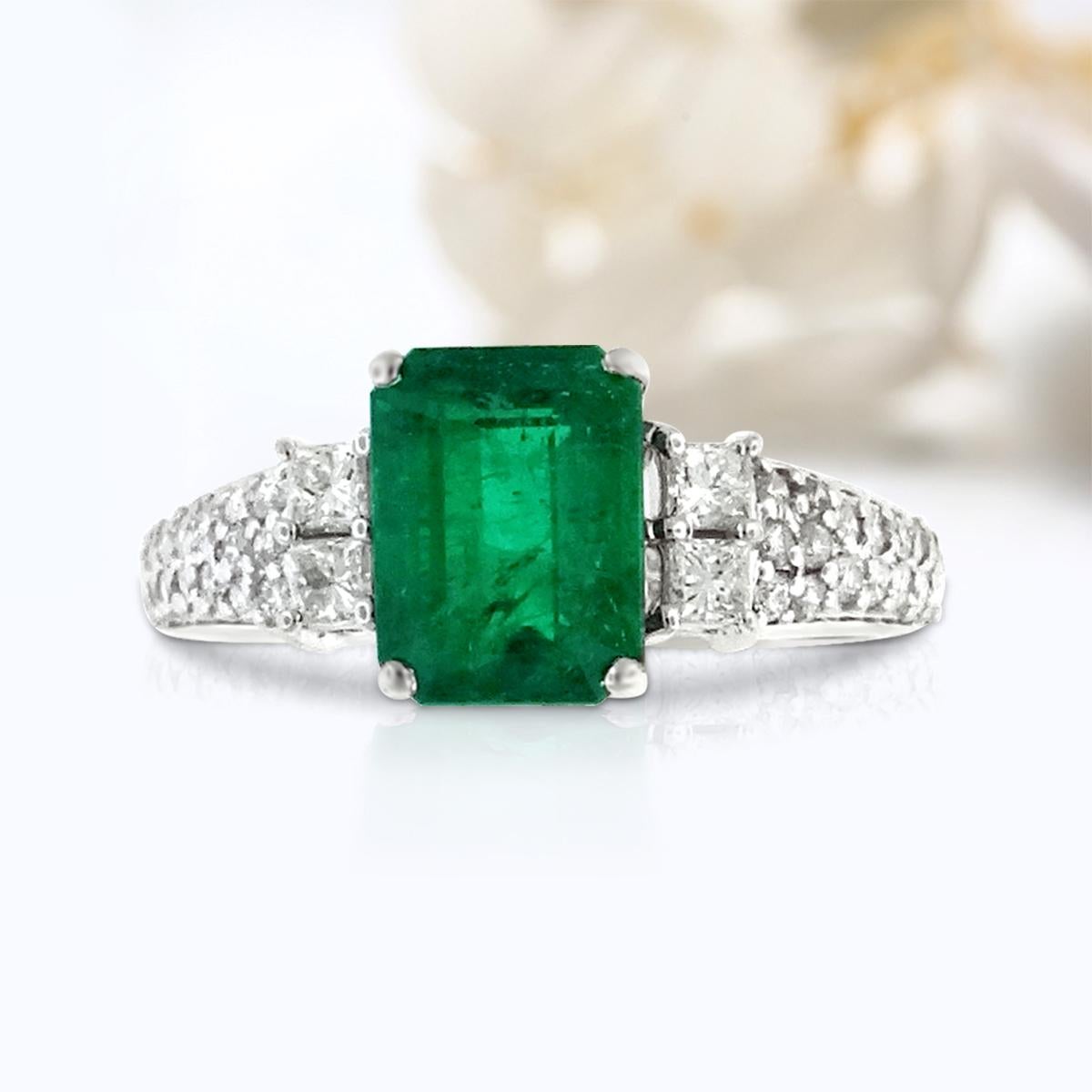 This Ring Will Bring Value And Status To Your Life. A Vintage Classic, This Evergreen Style Is Statement You Must Make!
A Stunner Emerald 8X6mm Octagon Ring With Diamond Band Is So Perfect To Flaunt, Crafted In 14k White Gold.


Style# R3057
Emerald
