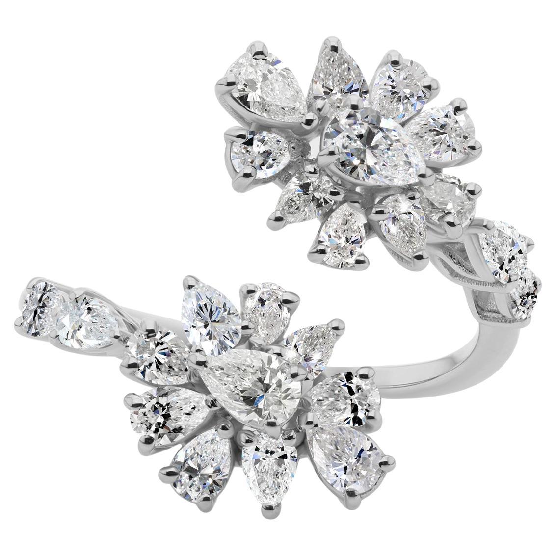 in vendita:  Anello aperto e avvolgente in oro bianco 14K con cluster di diamanti naturali da 1,64 carati (Floral SI/H)