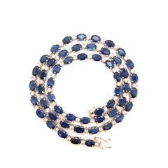 14K White Gold 16.56gm/Natural 30ct Ceylon Blue Sapphire/Diamond 1.19ct