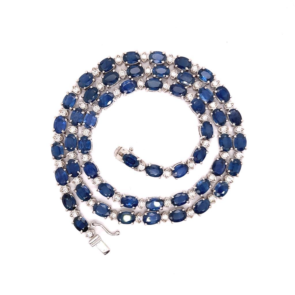 14K Weißgold 16.56gm/Natural 30ct Ceylon Blauer Saphir/Diamant 1,19ct im Zustand „Neu“ im Angebot in LA, CA