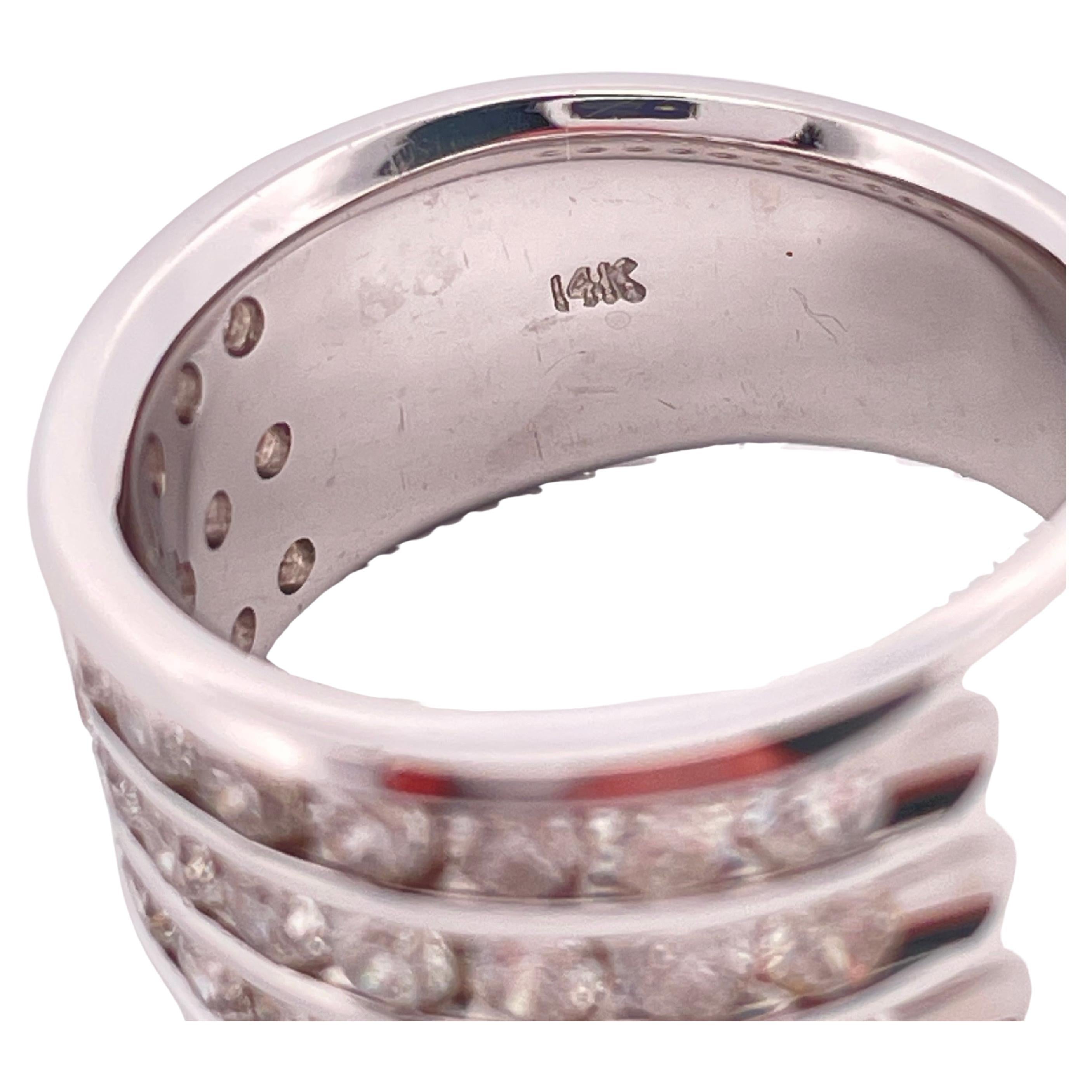 Anillo de diamantes de oro blanco de 14 quilates 1,65 ctw I-J SI1-SI2 en venta 2