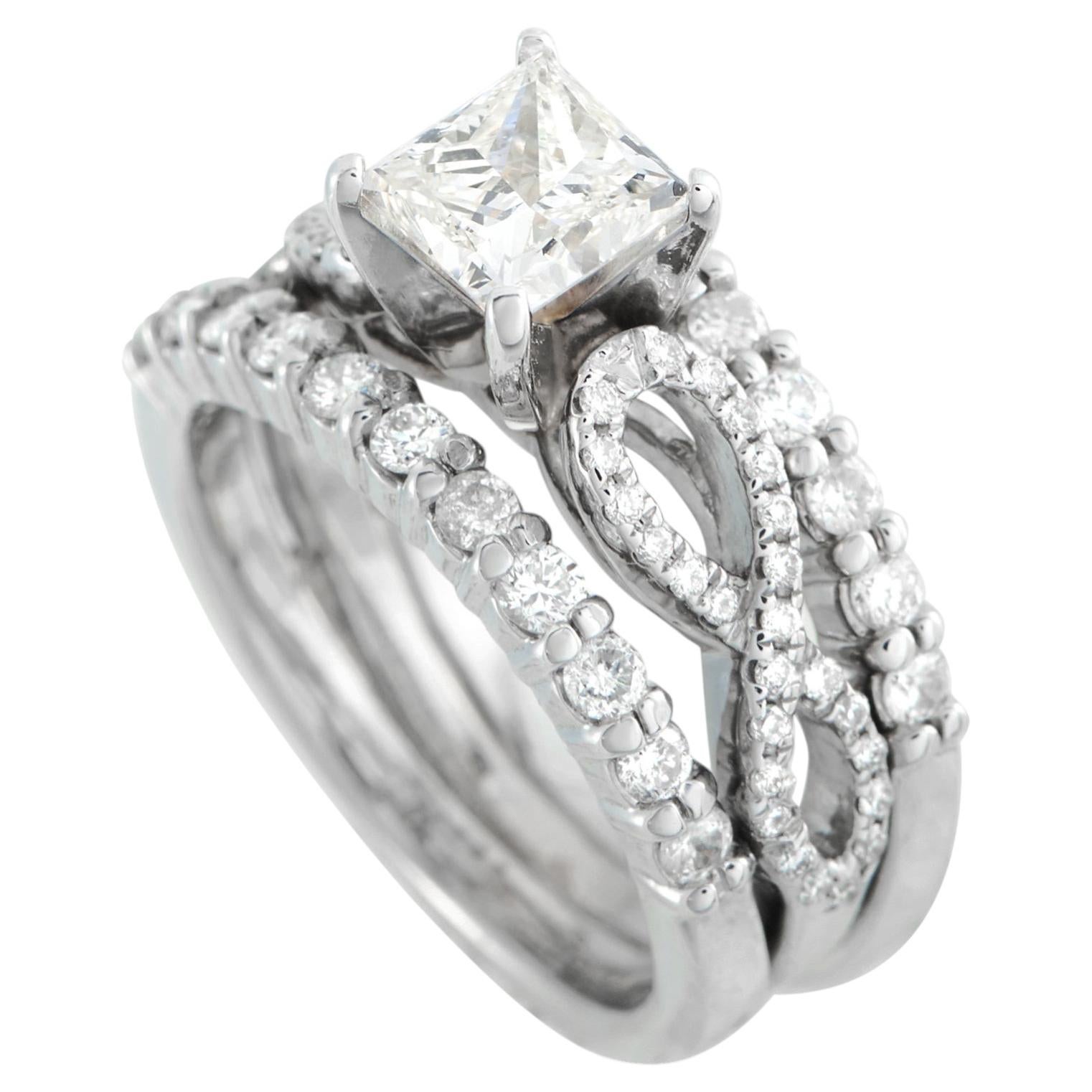 14K White Gold 1.69ct Diamond Ring MF12-031726 For Sale