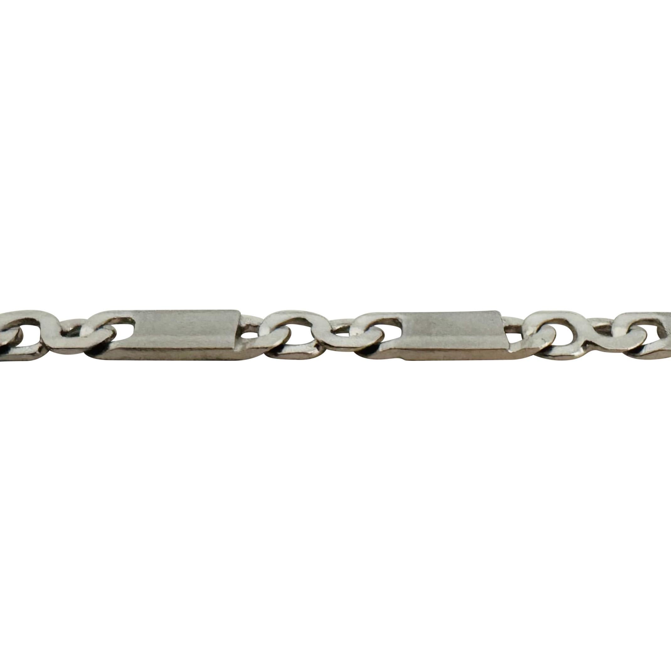 14k White Gold 16g Men's 5.5mm Fancy Figarucci Link Bracelet Italy 8