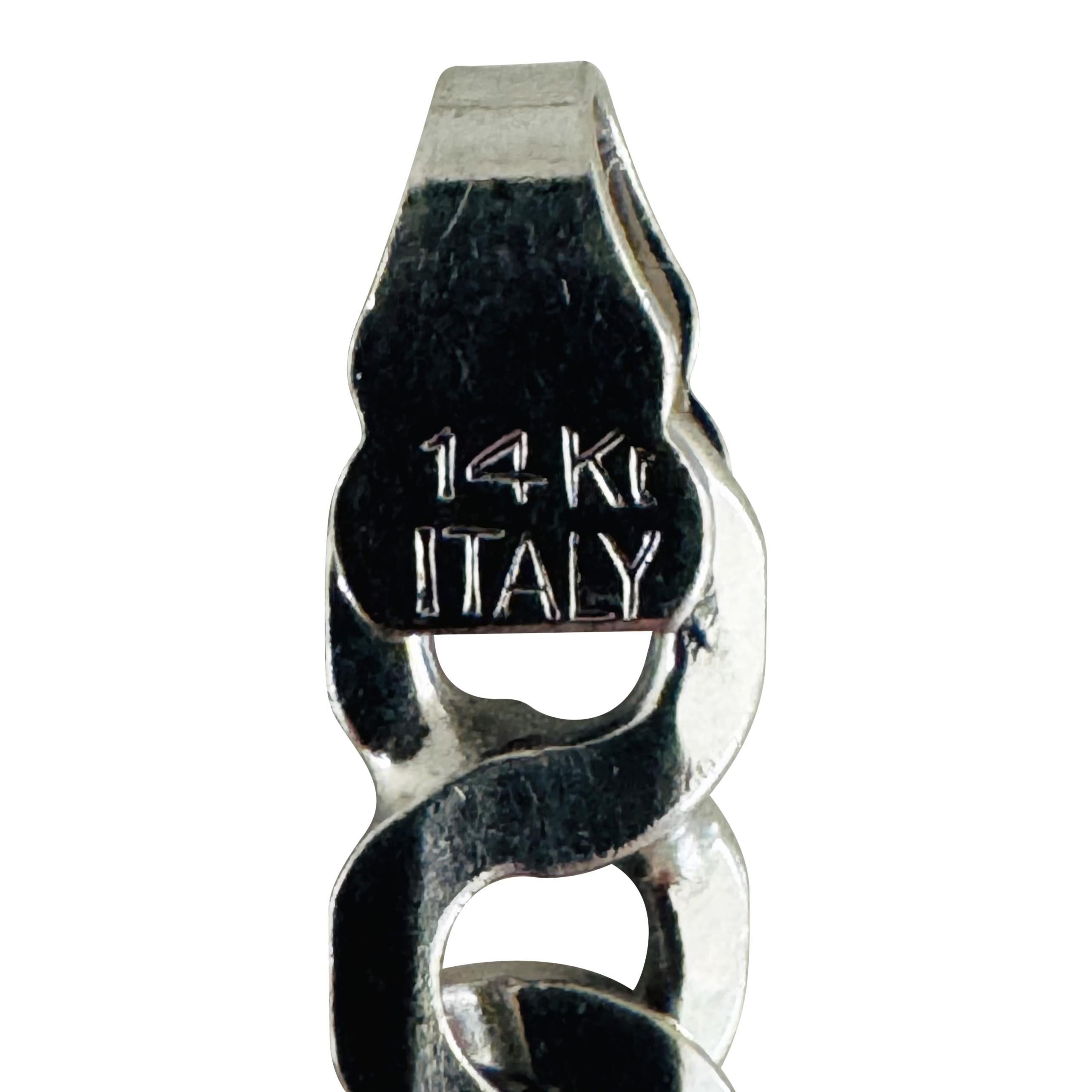 14k White Gold 16g Men's 5.5mm Fancy Figarucci Link Bracelet Italy 8