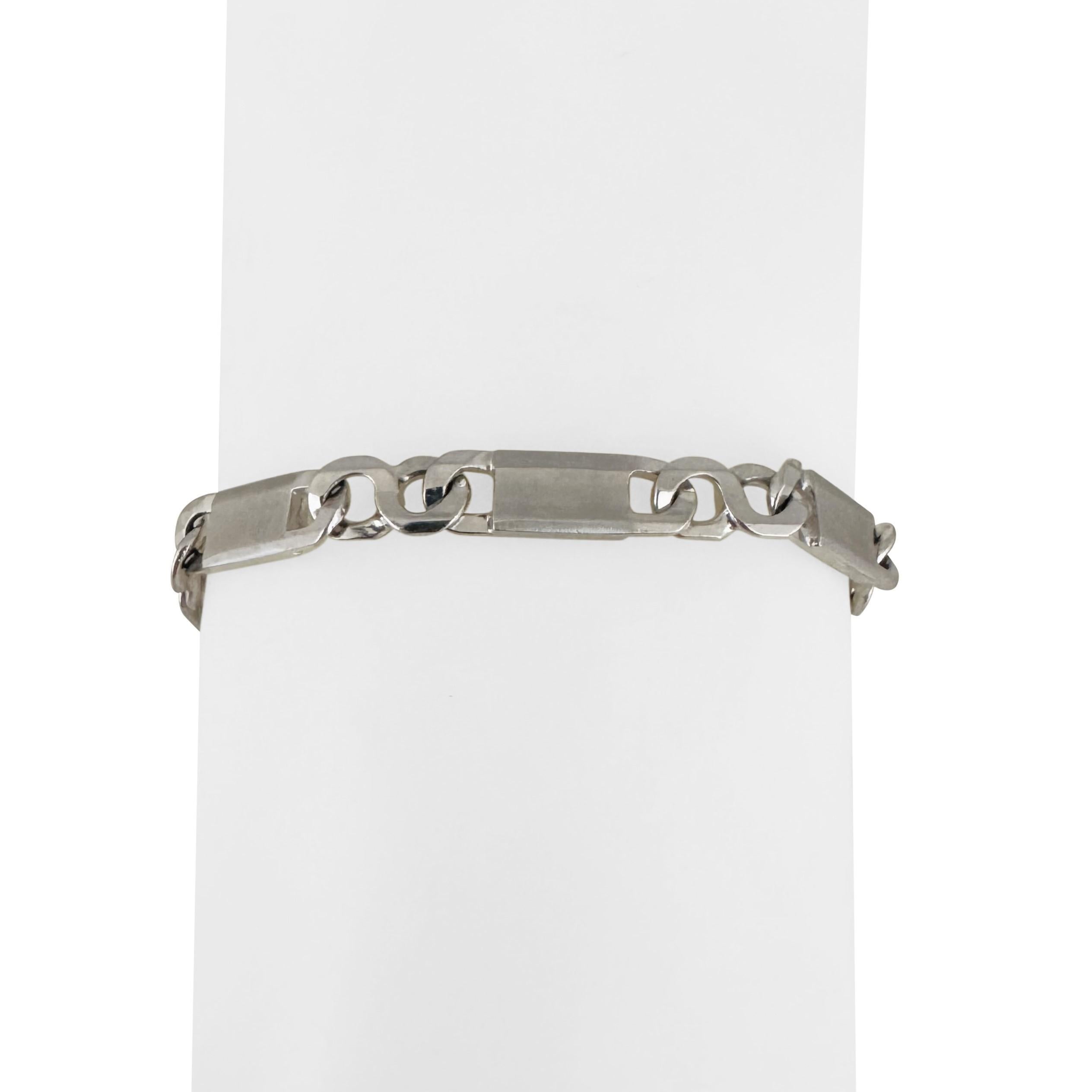 14k White Gold 16g Men's 5.5mm Fancy Figarucci Link Bracelet Italy 8