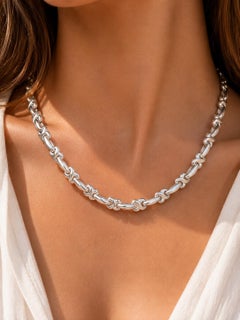 14k White Gold 17" Polished & Matte Finish Infinity "X" Chain Necklace