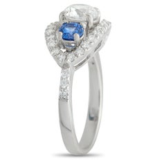 Anillo de oro blanco de 14 quilates con diamantes y zafiros de 1,71 ct