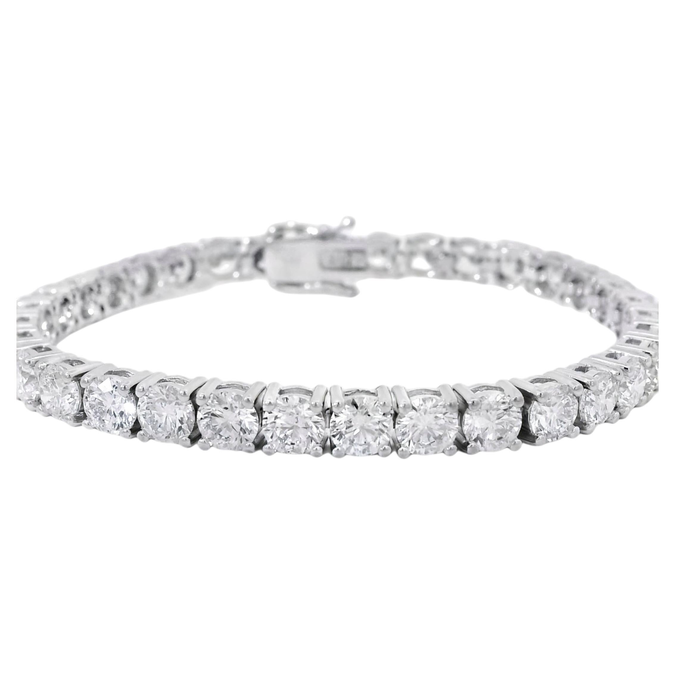 14k White Gold 17.25ctw Natural Diamond Tennis Bracelet