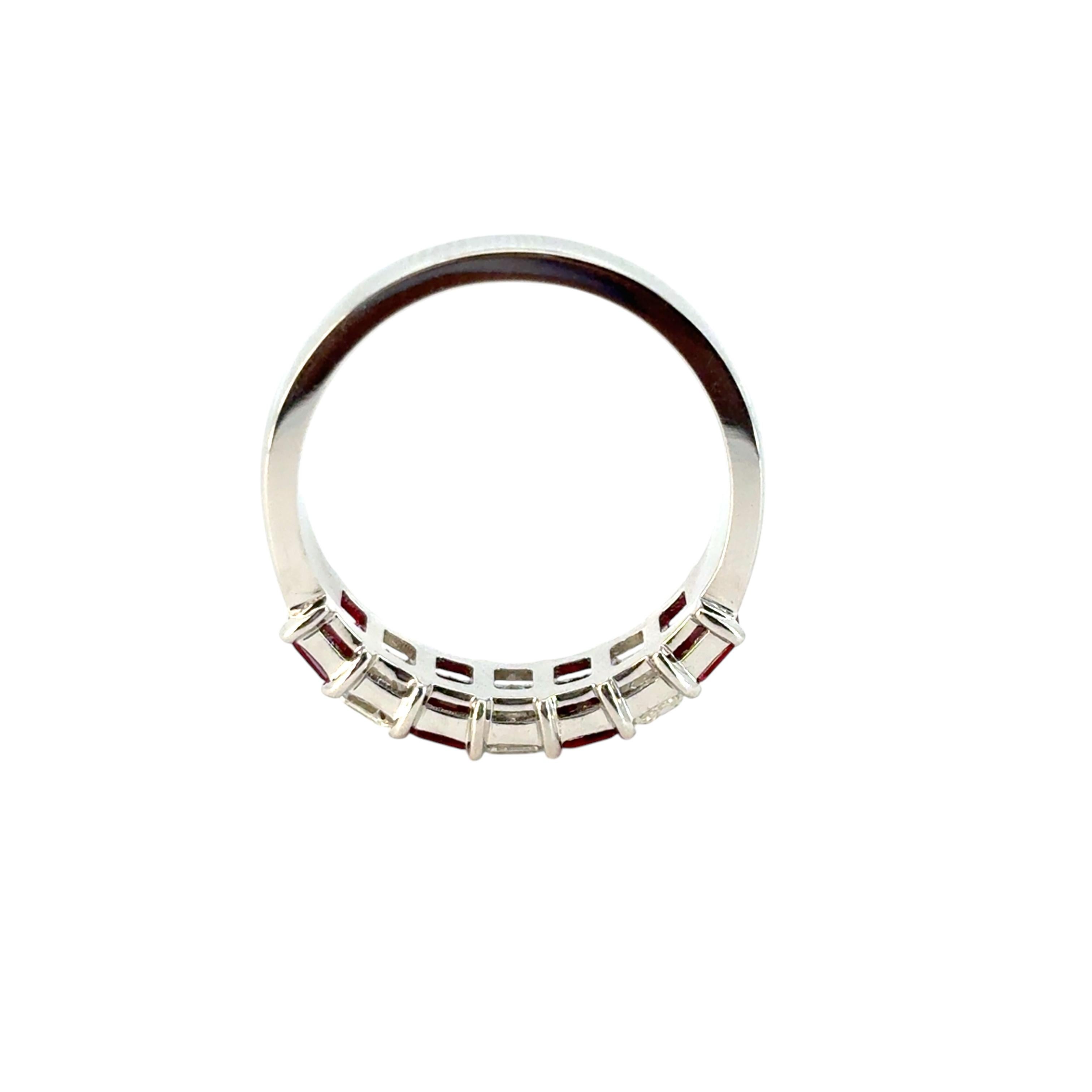 14k White Gold 1.72ctw Natural Emerald Cut Diamond and Ruby Ring 11