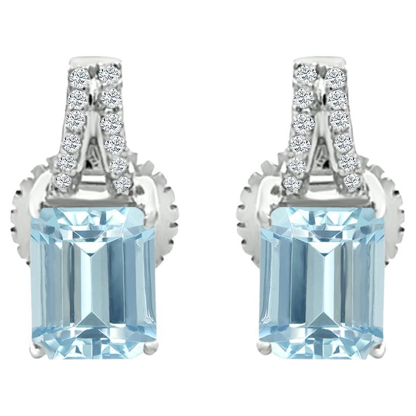 14k White Gold 1.74cts Aquamarine and Diamond Earring, Style#TS1305AQE 22029/6