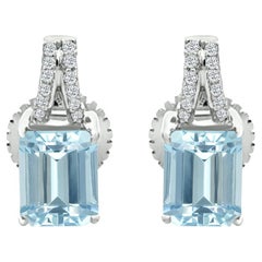 14k White Gold 1.74cts Aquamarine and Diamond Earring, Style#TS1305AQE 22029/6