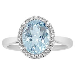 14K White Gold 1.74cts Aquamarine and Diamond Ring, Style# TS1030AQR