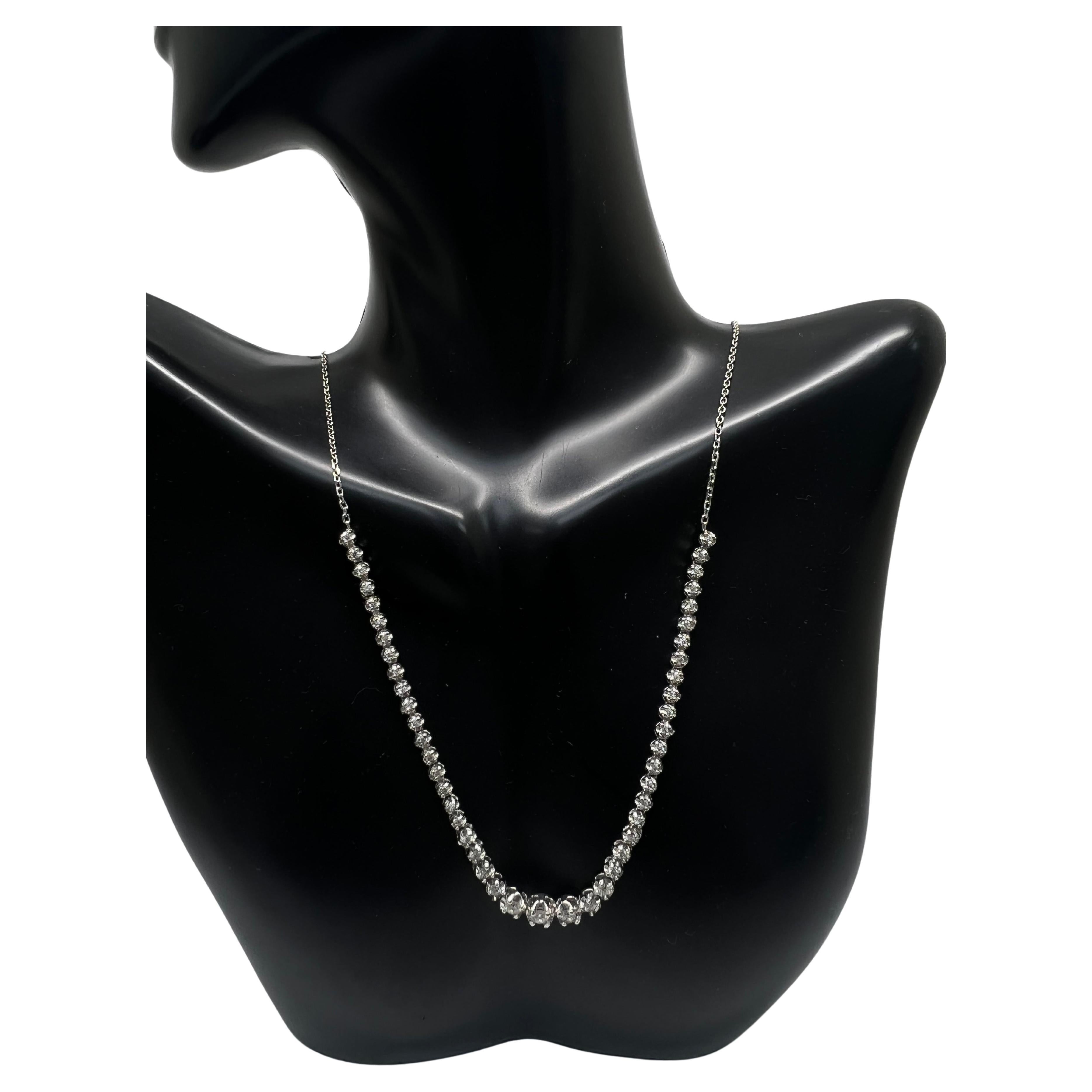 Graduated Diamond Gold Tennis Necklace at 1stDibs