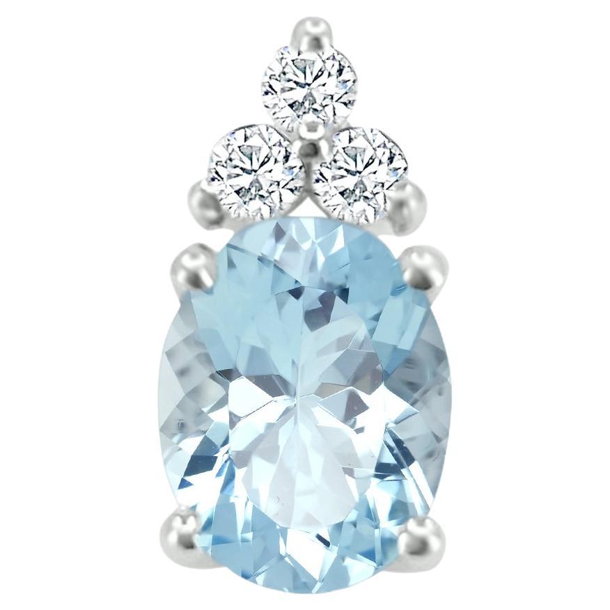 14k White Gold 1.76cts Aquamarine and Diamond Pendant, Style#TS8267AQP 21065/4 For Sale