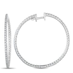 14K White Gold 1.77ct Diamond Inside-Out Hoop Earrings