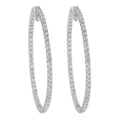 14K White Gold 1.77ct Diamond Inside-Out Hoop Earrings