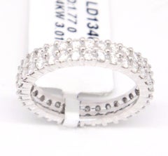 14 Karat White Gold 1.77 Carat Round Pave Diamonds Double Row Eternity Band