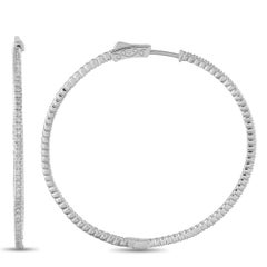 14K White Gold 1.78ct Diamond Inside-Out Hoop Earrings MF12-111825