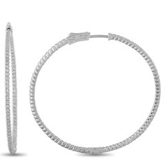 14K White Gold 1.78ct Diamond Inside-Out Hoop Earrings MF16-111825