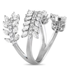 14K White Gold 1.78ct Diamond Vine Bypass Ring