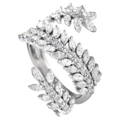 14K White Gold 1.78ct Diamond Vine Bypass Ring