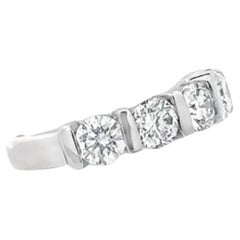 14K White Gold 1.80ctw 5 Large Round Diamond Bar Channel Set Wedding Band Ring