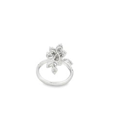 14k White Gold 1.83ctw Natural Mixed Cut Diamond Flower Ring